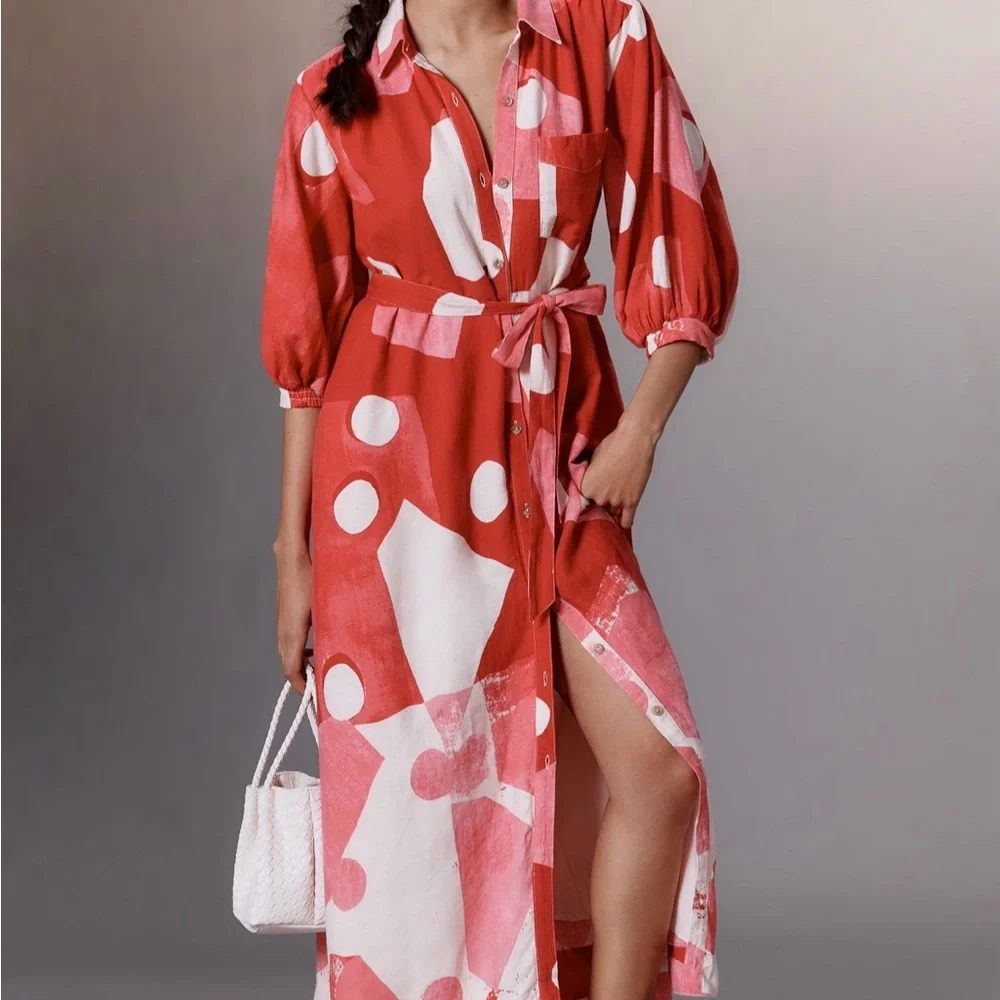 Anthropologie The Mona Linen Shirt Dress by Maeve Great Condition! - Picture 1 of 10